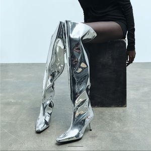 Zara metallic over knee boots🔥🔥🔥
